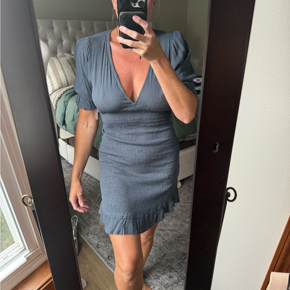O’Neill Grey V-Neck smocked Dress